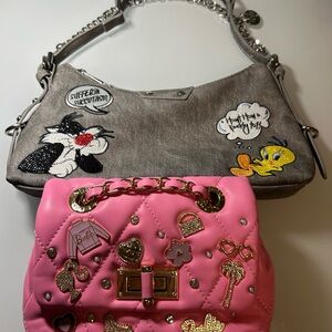 Aldo Pink Quilted Charm-Embellished Shoulder Bag